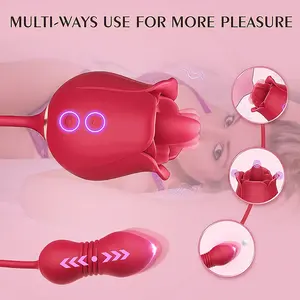 Vibratore a Forma di Rosa per Adulti, Stimolatore del Punto G, Capezzoli e Clitoride con Funzione di Leccata e Spinta per Coppie - Product Image 5