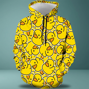 Sudadera con Capucha Personalizada al por Mayor para Hombre y Mujer, Sudadera Amarilla con Diseño de Pato, Manga Larga, 100% Poliéster, Secado Rápido - Product Image 3