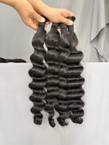Lot de Cheveux Humains à Tresser pour Tresses Bohèmes Sans Nœuds, Cheveux Humains en Vrac Ondulés Profonds pour Tressage, Sans Trame, Cheveux Vierges Remy en Paquets - Product Image 5