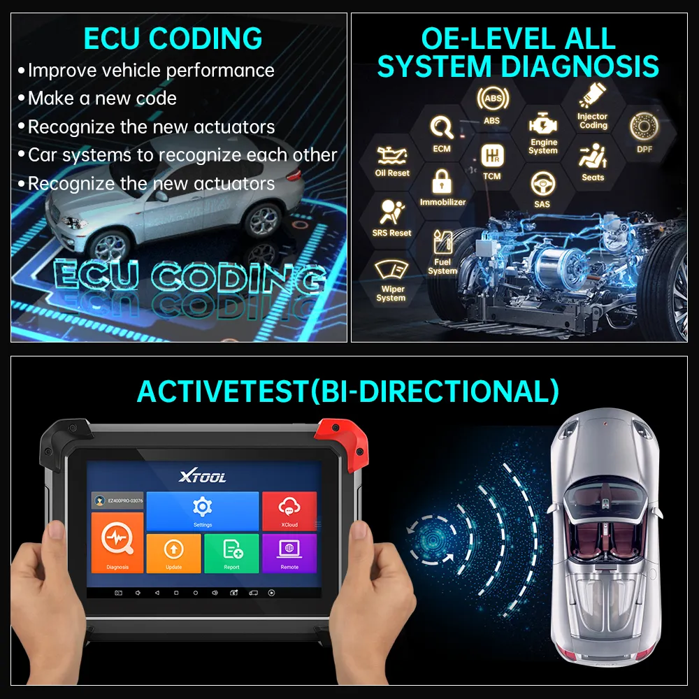 XTOOL EZ400 Pro Full System Diagnostic Scanner ECU Coding With 16+ Service Functions Key Programming IMMO Bi-directional Control