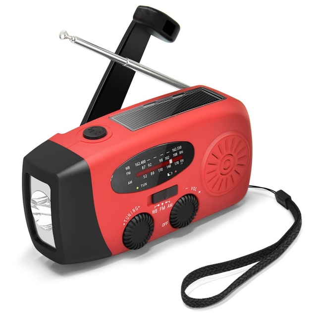 Factory Outlet Hand Crank Solar Emergency Radio with Super Bright LED Flashlight Power Bank 3W Output-Portable for Camping