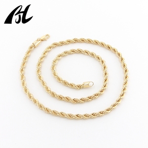 Cadena de Cuerda Trenzada Gruesa de 2.5mm, 5mm, 8mm, Chapada en Oro de 14k y 18k, Resistente al Agua y al Deslustre, para Hombre, Venta al Por Mayor - Product Image 4