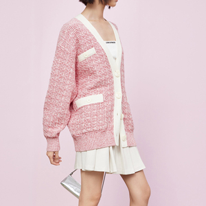 Haut de gamme mode femmes <span class=keywords><strong>laine</strong></span> mélangée solide motif col en v <span class=keywords><strong>tricot</strong></span>é Cardigan chaud Long pull <span class=keywords><strong>veste</strong></span> Style décontracté haut - Product Image 5