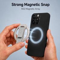 Support de téléphone en alliage de zinc avec anneau de maintien en tissu tissé, support pliable 2-en-1, adhésif sécurisé, anti-chute