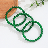 Bracelet en perles vert jade, lot de 3, rond, poli, unisexe, empilable, bijoux pour tenue quotidienne, cadeau, artisanat Runcheng