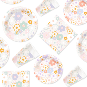 DAMAI Nuevo Juego de Vajilla Desechable con Diseño de Flores Primaverales, Plato de Papel, Servilleta de Papel y Mantel con Diseño Floral para Bodas - Product Image 4