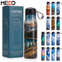 Bouteille d'eau isotherme en acier inoxydable à double paroi avec logo personnalisé, vente en gros, pour sport et gym, avec corde