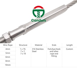 316สายสแตนเลสลวดสลิงประกอบกับตะขอส้อมตาสตั๊ดสิ้นสุด - Product Image 3