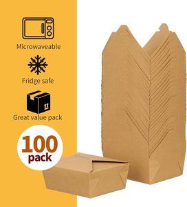 Contenedores de Papel para Llevar, Cajas de Almuerzo Kraft, Envases Desechables para Llevar, Aptos para Microondas, Resistentes a Fugas y Grasa - Product Image 4