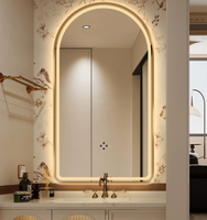 Miroir LED ovale intelligent anti-buée personnalisé par le fabricant |   Miroir tactile à 3 couleurs avec variateur d'intensité, étanche IP44, pour salon et hôtel