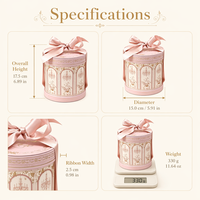 Boîte à dragées cylindrique faite à la main, boîte cadeau ronde en papier rose avec nœud papillon