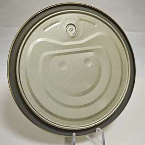 300 #   Couvercle <span class=keywords><strong>de</strong></span> boîte en fer blanc chromé <span class=keywords><strong>de</strong></span> 72,9 mm avec anneau <span class=keywords><strong>de</strong></span> traction argenté en aluminium et revêtement jaune - Product Image 6