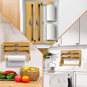 Distributeur de <span class=keywords><strong>papier</strong></span> d'emballage 4 en 1 et porte-serviettes en bambou Distributeur de <span class=keywords><strong>papier</strong></span> d'<span class=keywords><strong>aluminium</strong></span> et de <span class=keywords><strong>papier</strong></span> ciré Organisateur de <span class=keywords><strong>papier</strong></span> d'<span class=keywords><strong>aluminium</strong></span> et de plastique avec coupeur - Product Image 3