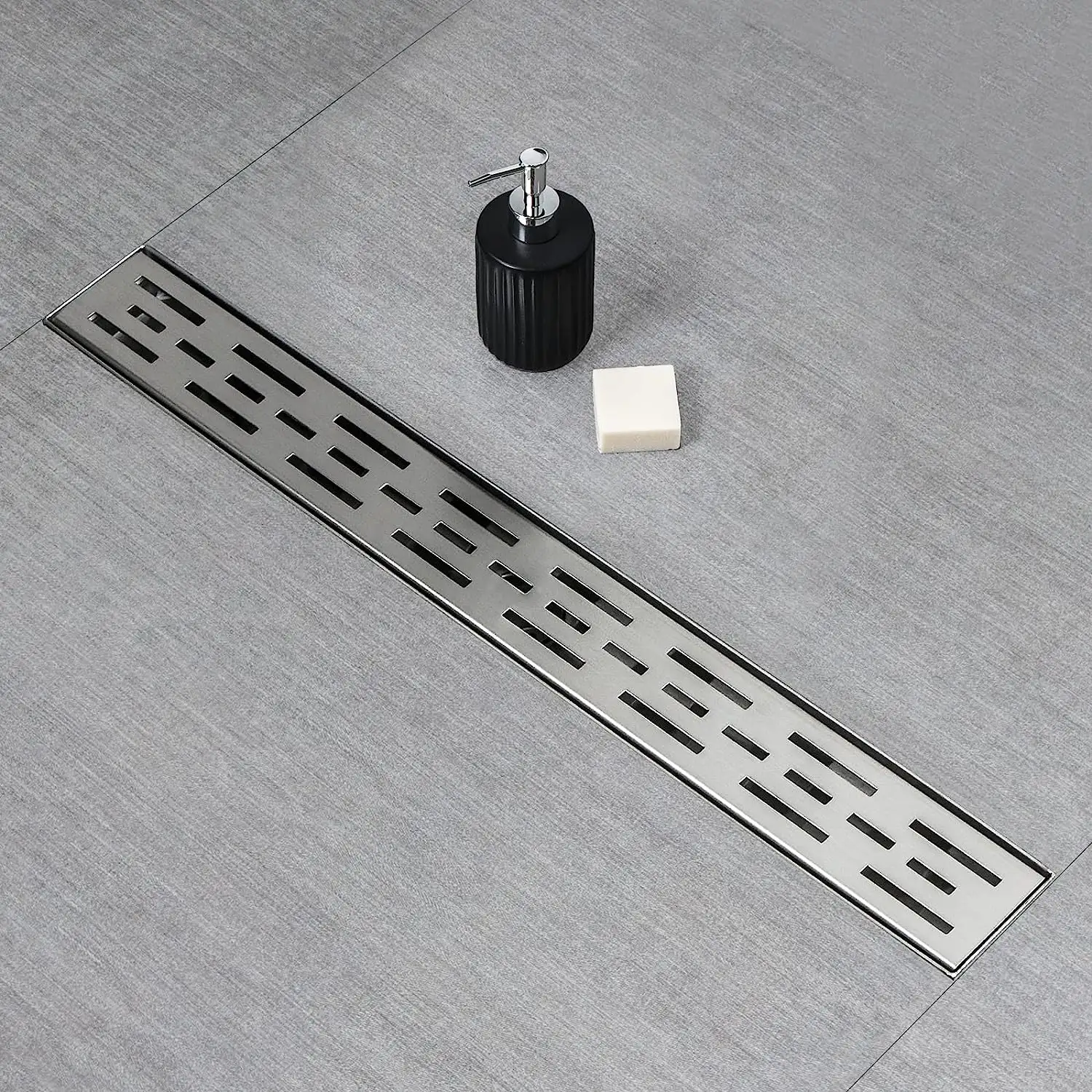 Scarico doccia lungo personalizzato superficie lucida scarico a pavimento in acciaio inossidabile rettangolo piastrelle di ceramica scarico a pavimento doccia a scomparsa