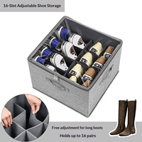Boîte de rangement pour chaussures pliable à 16 compartiments, réglable, anti-poussière, grande capacité, design moderne, organiseur