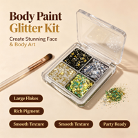 Palette de paillettes scintillantes écologiques 4 couleurs, grandes paillettes épaisses pour le maquillage du visage et du corps, idéale pour les festivals et les raves
