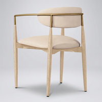 Chaises de salle à manger modernes rembourrées en acier tubulaire et bois massif, courbes en forme de croissant, pour projets de rénovation