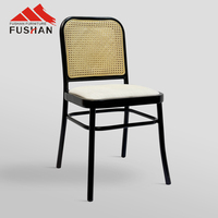 Chaise de salle à manger moderne personnalisée pour restaurant commercial, café, meubles, chaise en bois avec accoudoirs en rotin PE