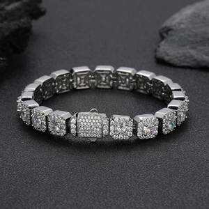Bracelet carré en zircon de 10 mm, style rock sugar, accessoires hip-hop, boucle à ressort, marque tendance, accessoires pour homme, Tanjing - Product Image 4