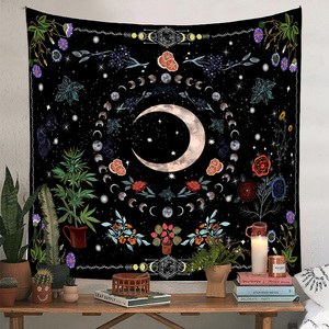 Papillon bleu Phases de lune fleur Mandala impression Polyester <span class=keywords><strong>tapisserie</strong></span> esthétique Vintage tapisseries tenture murale pour salon - Product Image 6