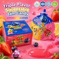 Bonbons liquides triple saveur de fruits personnalisés en usine, gelée de jus à presser, sirop de gelée, bonbons en gel pour enfants
