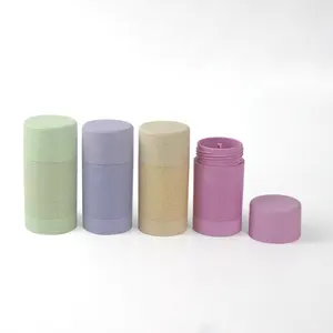 50 Ml Wholesale Custom Empty Biodegradable Wheat Straw PCR Twist Up Deodorant Stick Container Round Tube Packaging