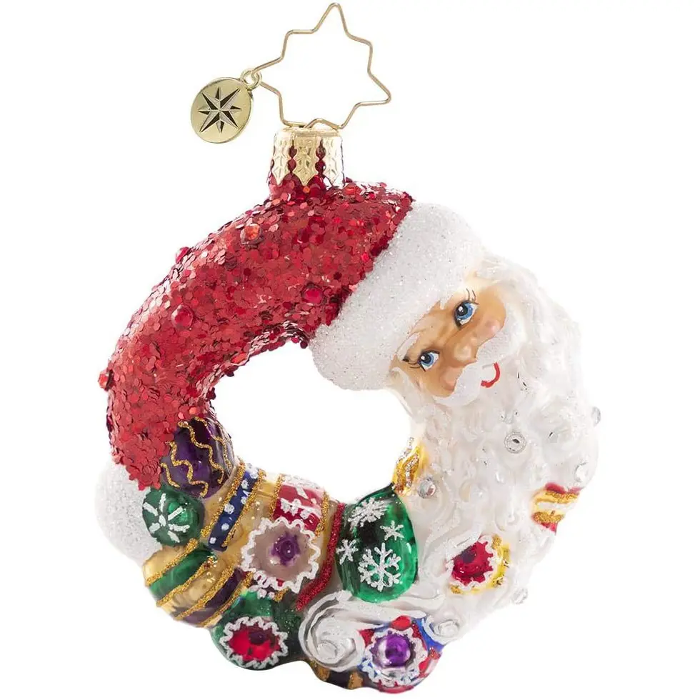Hand-Crafted European Glass Christmas garland Decorative Ornament,Santa Comes Wreath Gem ornament Eco-friendly