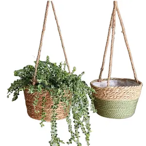 grass hanging basket /natural material planter basket for home deco