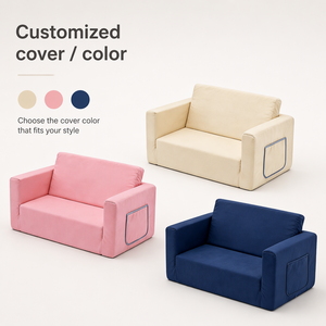 Canapé convertible 2-en-1 pour enfants CertiPUR-US CPC, canapé pour tout-petits, vente en gros, usine OEM, avec housse en peluche lavable - Product Image 6