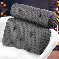 Coussin de bain spa CF 4D Air Mesh, épais et rembourré, antidérapant, avec 7 ventouses, lavable en machine, pour le soutien du cou, des épaules et du dos