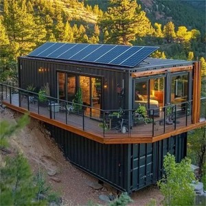 Rumah Kontainer Baja 40ft Bertenaga Surya dengan Panel Sandwich Desain Kontainer Lipat untuk Ruang Tamu, Kantor, atau Kios Luar Ruangan Hotel - Product Image 4