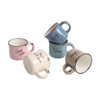100ml Mine Coloré Relief Sérigraphie Logo Céramique Feu de Camp Émail Porcelaine tasse Avec Dot