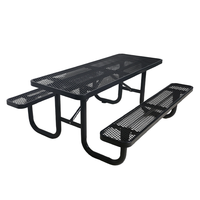 Ensemble de table à manger d'extérieur en acier durable et imperméable avec banc de pique-nique pour restaurant, patio, jardin