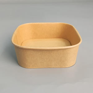 Bols carrés en papier kraft avec couvercles, contenants alimentaires jetables étanches avec couvercles transparents, bols carrés en papier kraft pour plats à emporter - Product Image 3