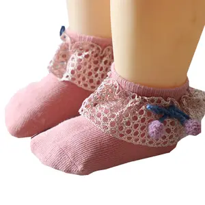 Meias de renda com babado para meninas, meias aconchegantes de algodão doce coreanas de alta qualidade para bebês