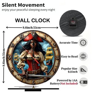 Round Wooden Wall <b>Clock</b> 25x25Cm Silent Non Ticking Decor For Hotel Room Interior Hanging <b>Clock</b> - Product Image 3