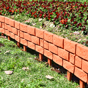 Set of 4 <strong>Plastic</strong> Landscaping Ornamental Fencing Garden Brick Effect Lawn <strong>Edging</strong> Small Lawn Fence - Product Image 2