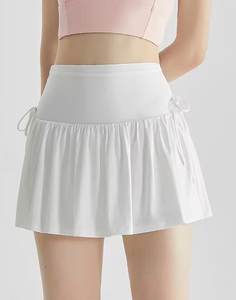 Benutzer definierter Falten-Tennis rock für Frauen mit hoher Taille Neues Design Schnellt rockn ender Fitness rock mit Schnürung und Kordel zug - Product Image 1