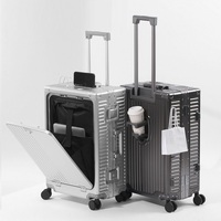 Valise à roulettes tout aluminium 20 pouces, bagage cabine multifonction, coque rigide approuvée par les compagnies aériennes, roues à 360 degrés