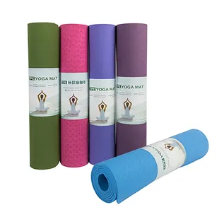 Alta calidad antideslizante Fitness logotipo personalizado impreso duradero viaje largo ecológico personalizado 6mm antideslizante TPE Yoga Mat