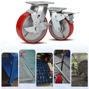 Chariot industriel robuste avec roues pivotantes en fonte de polyuréthane PU rouge, capacité 300kg, 400kg, 4, 5, 6, 8 tonnes, pour le transfert de charges lourdes - Product Image 4
