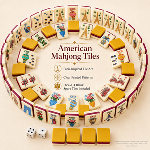 Jeu de Mahjong Français Thème Monuments de <span class=keywords><strong>Paris</strong></span>, 3 couches, Luxe Moderne, Tuiles Acryliques Portables, Design Jaune et Violet pour Fêtes et Jeux à Domicile - Product Image 1