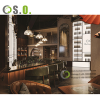 Comptoir de bar à vin en bois éclairé par LED, design moderne pour restaurant, boîte de nuit, pub, bar, vente au détail, pour l'affichage en magasin de spiritueux