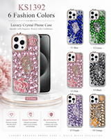 Étui de téléphone portable personnalisé KINGSOUL en TPU+PC+verre, design entièrement serti de diamants, antichoc, pour les séries 14/15 Pro Max/16, décoration scintillante