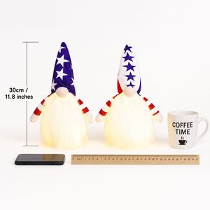 Décorations patriotiques LED <span class=keywords><strong>du</strong></span> <span class=keywords><strong>4</strong></span> juillet pour le 250e anniversaire des États-Unis, gnome lumineux, décorations <span class=keywords><strong>du</strong></span> Jour <span class=keywords><strong>de</strong></span> l'Indépendance, Tomte en peluche, drapeau américain, décoration intérieure - Product Image 4