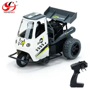 1/16 2.4G Stunt Remote Control Car DoDo Three-Wheeled Tricycle LED Lights Spray Drift RC Toy Motorcycle Car Music Lights