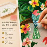 Kit de Peinture Diamant 5D KS Craft avec Motif Oiseaux de Forêt Tropicale, Toile Écologique DIY, Art Mural Floral Jungle, Cadeau