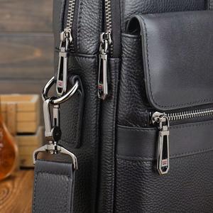 Sac à bandoulière en cuir de vachette noir grainé, style mode, pour ordinateur portable, mallette pour homme d'affaires - Product Image 4