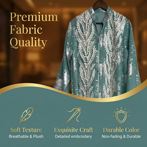 อาบายะห์ผ้าลูกไม้ฟอยล์หรูหราสำหรับผู้หญิง ปิดด้านหน้า แบรนด์ส่วนตัว - Product Image 3