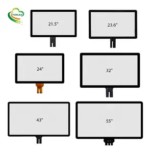 Ukuran besar kustom 32 43 55 65 inci PCAP layar sentuh sarung tangan tahan air Panel sentuh USB layar sentuh kapasitif untuk kios